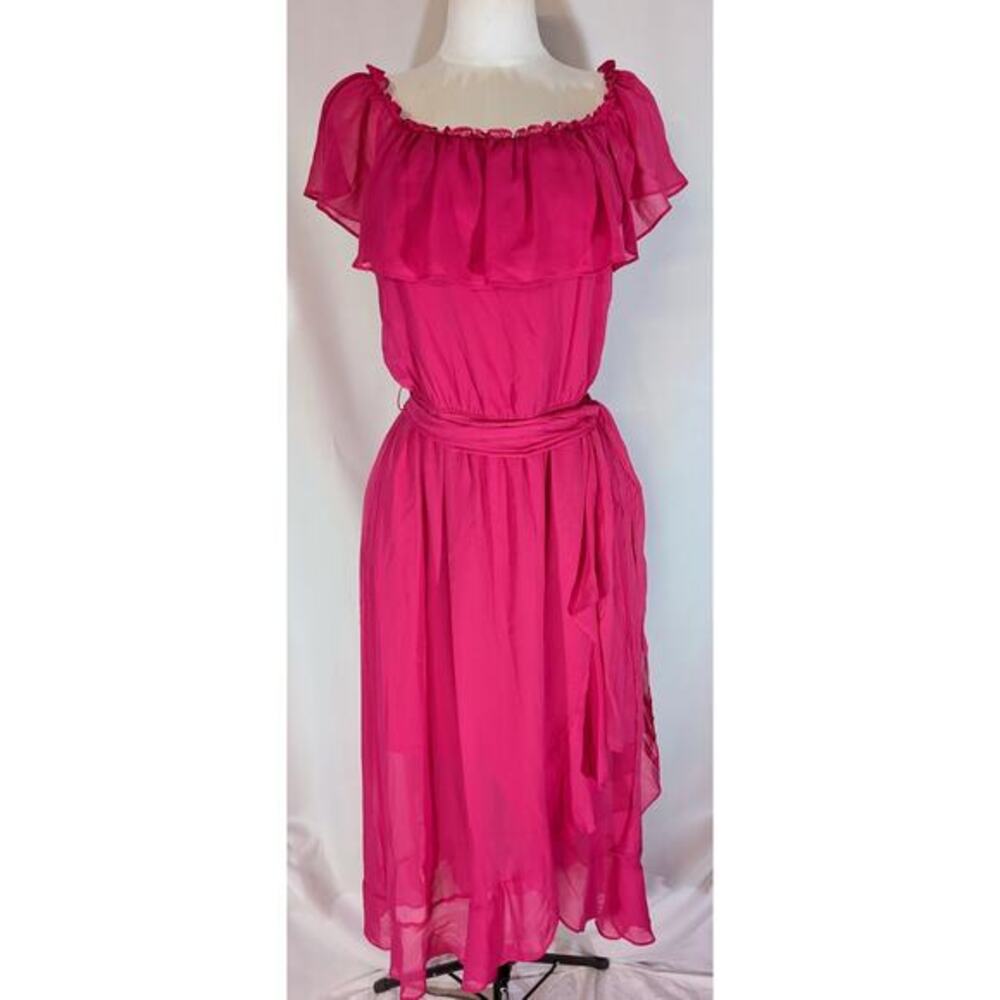 NWT SLNY Fuchsia Off Shoulder Maxi Dress Size 18 Prom Wedding‎ Guest Formal